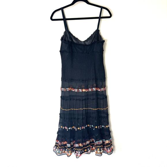 Vintage Y2K Spenser Jeremy Black Silk Beaded Midi Dress Size 4 Small - Picture 3 of 8